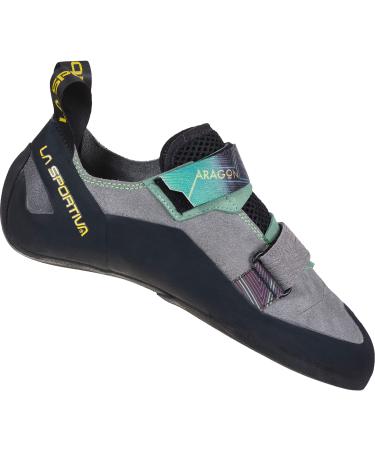 La Sportiva Mens Aragon Rock Climbing Shoes 12 Slate/Jasmine Green