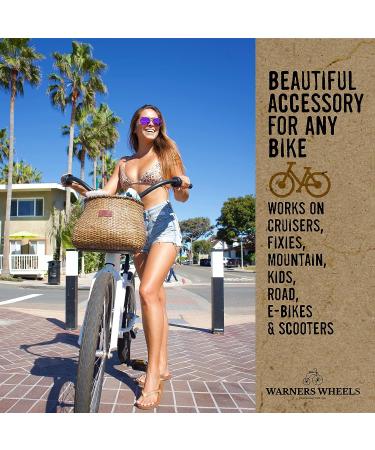 Warners Wheels Bike Basket Front for Women's and Mens Cruiser with Coffee Cup Holder  Handmade Bicycle Basket for Adult Bikes mounts to Front Handlebars of Beach Cruisers Stained - Buy Online on GoSupps.com