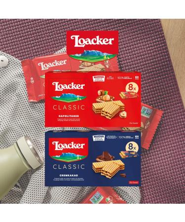 Loacker - Classic Cremkakao - Classic wafer with 3 layers of waffles filled with cocoa and chocolate cream - snacks and snacks - Pack of 8 pieces of 45 g - Buy Online on GoSupps.com