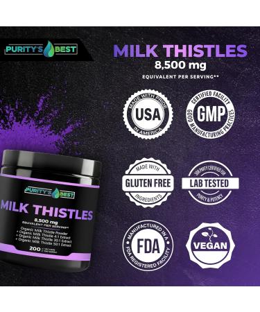 Purity s Best Milk Thistle Extract 200 Vegan Caps 8 500 Strength Standardized and Concentrated 50x Extract Silymarin Flavonoids Supports Liver Function Non-GMO Made in USA - Buy Online on GoSupps.com