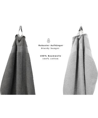 Betz 10 Series Premium Frottier Towel Set - 2 Shower Towels 4 Towels 2 Guest Towels & 2 Washing Gloves - Anthracite & Silver Gray - International Shipping Available - Buy Online on GoSupps.com