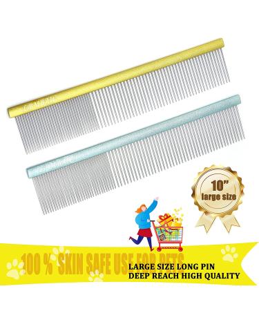 LBMBAIC 10 Large Dog Comb for Shedding and Mats - Long Metal Tooth for Tangles & Knots (Blue) - Buy Online on GoSupps.com