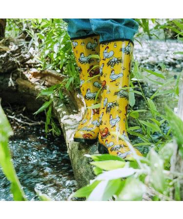 HISEA Women's Knee High Rain Boots - Waterproof Garden Wellies in Flower Blue - Buy Online on GoSupps.com