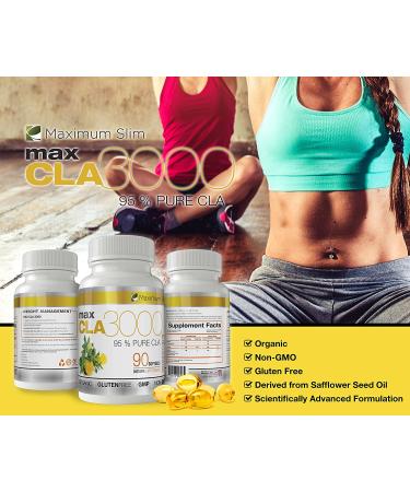 MAX CLA 3000: High Potency Natural Weight Loss & Muscle Enhancement - 95% Pure CLA - 90 Count - Buy Online on GoSupps.com