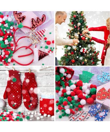 BQTQ 1200 Pieces Christmas Pom Pom Craft Balls for Craft Making and Decorations - White, Green, Red (3 Sizes) - Buy Online on GoSupps.com