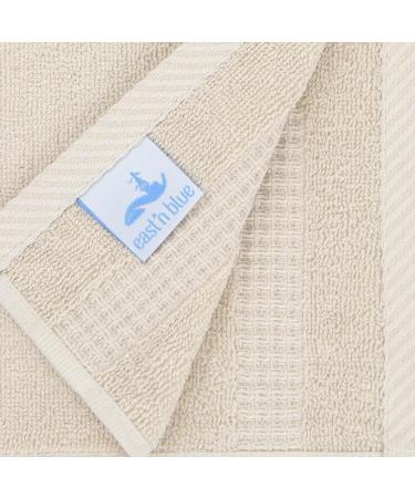 East'N Blue Lara Turkish Cotton Washcloths - Quick Dry, Extra Soft & Absorbent - 4 Pack Set (Beige) - Buy Online on GoSupps.com