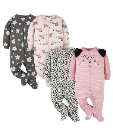 Gerber Baby Infant-and-Toddler-Bodysuit-Footies 6-9 Months Leopard Pink