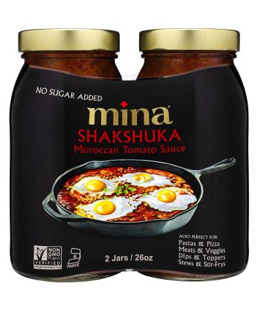 Mina Shakshuka Sauce, Moroccan Tomato Sauce, No Sugar Added, Keto, Delicious with Eggs, Pasta, Chicken and More, 26 Ounce (Pack of 2)