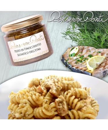 Wild fennel pesto from Etna with extra virgin olive oil - Vase of ml. 212 - artisanal production Conserve Conti - Buy Online on GoSupps.com