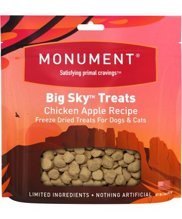 Monument Big Sky Treats- Freeze Dried Food, Topper, or Treat for Dogs - Freeze Dried Raw Superfood Protein, All Natural, Limited Ingredients Chicken Apple Recipe