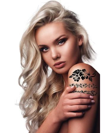 Artsure Hibiscus Hawaiian Tropical Flowers Temporary Fake Tattoos - Set of 6 Sheets for Men and Women - Neck, Arm, Chest - 3.7 x 3.7 Inch - Buy Online on GoSupps.com