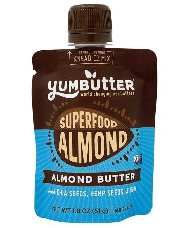 Yumbutter Superfood Almond Butter Packets - Gluten Free, Vegan, Non-GMO Individual Snack Packets (1.8oz, Pack of 10) - Buy Online on GoSupps.com