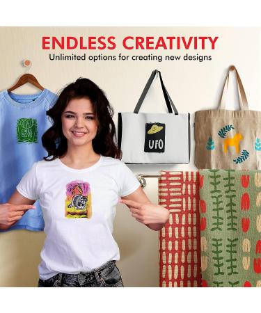 Marabu Block Printing Kit - Linocut with Ink, Cutter, Rubber Block & Brayer Roller - Linoleum Printmaking Starter Set - Buy Online on GoSupps.com