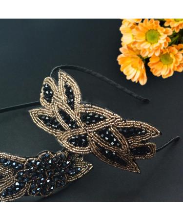 1920s Headbands for Women Vintage Fascinator 1920s Accessories for Ladies(Leaf-Gold) - Buy Online on GoSupps.com