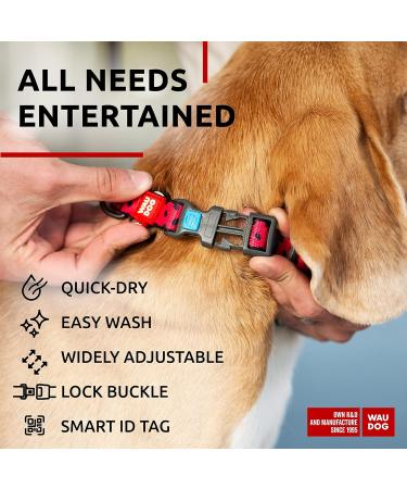 Waudog Adjustable Nylon Dog Collar - Large & Medium Dogs | Pink Watermelon 23-35 cm 15 mm Width | Durable & Stylish Neck Band for Puppies - Buy Online on GoSupps.com