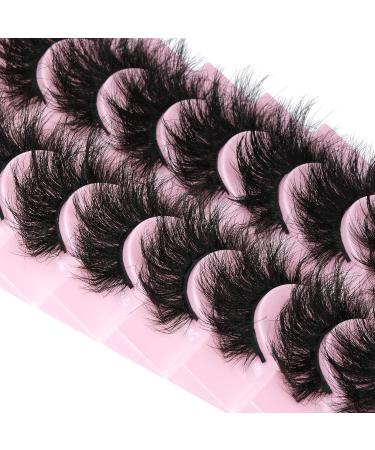 Fanxiton 8D Dramatic Faux Mink Lashes - 10 Pairs 20mm Soft Wispy Fluffy Volume False Eyelashes - Buy Online on GoSupps.com