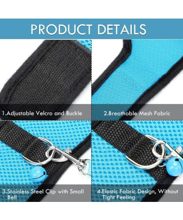 2 Pieces Guinea Pig Clothes Baby Ferret Rats Hamster Soft Mesh Harness Leash Vest Set with Bell for Guinea Pigs Hamster Ferret Rabbit Chinchilla and Similar Small Animals Small Blue Black - Buy Online on GoSupps.com