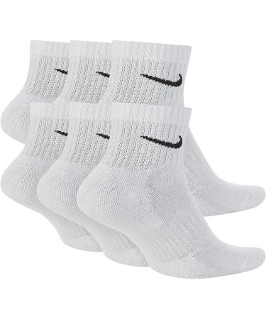 Nike Everyday Cushion Ankle Training Socks (6 Pair) - Large - White/Black - Buy Online on GoSupps.com