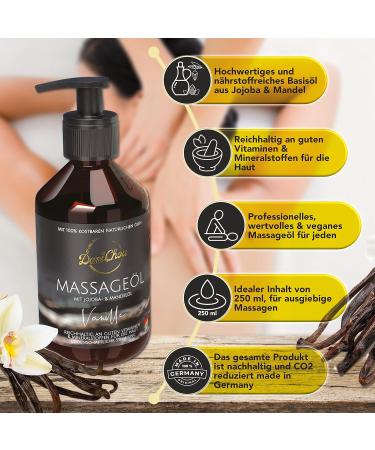 Danichou Massage Oil Vanilla 250ml | Natural Jojoba & Almond Oil | 100% Natural Cosmetics for Relaxation & Skin Care | No Paraffins or Dyes - Buy Online on GoSupps.com