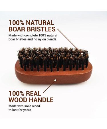 WavEnforcer Boar Bristle Pocket Military Brush - Best Beard Brush for Travel, Purse & On-the-Go Grooming | Medium- Firmness - Buy Online on GoSupps.com