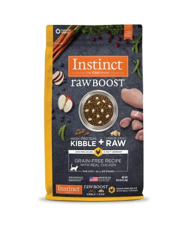 Instinct Raw Boost Grain Free Dry Cat Food, High Protein Kibble + Freeze Dried Raw Cat Food Chicken 10 Pound (Pack of 1)