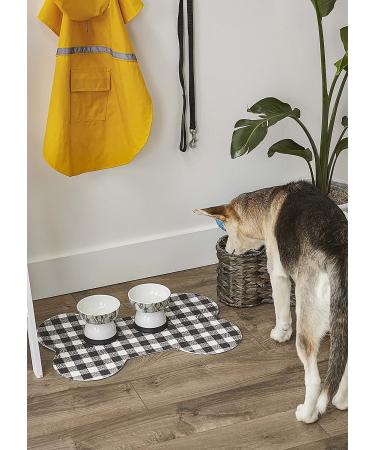 DII Braided Pet Mat Collection - 100% Cotton, Heart & Bone Shape, Navy Purrfect Black/White Buffalo Check - Buy Online on GoSupps.com