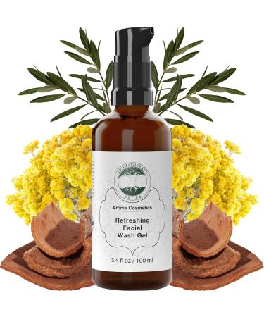 Facial Wash Gel Cleanser - Dead Cells Pores & Make Up Remover Face Wash for Oily Dry & Sensitive Skin - Gentle and Non Drying Face Wash with Aloe Vera & Tea Tree Oil by Aromatherapy Drops 100 ml
