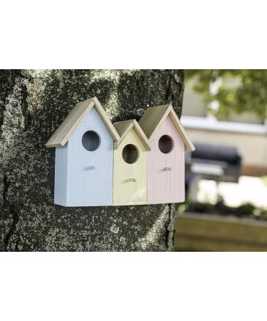 Garden Mile Novelty 3 In 1 Wooden Wild Garden Bird Houses Nesting Box Predator Proof Small Birds Sparrows Tits Robin Nester Garden Ornament