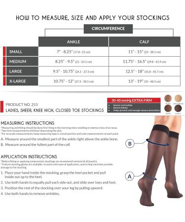 Buy Truform Sheer Compression Stockings for Women - 30-40 mmHg Knee High Length 30 Denier Beige Small (1 Pair) - International Shipping Available - Buy Online on GoSupps.com