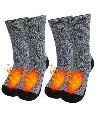 Thermal Socks for Men, Thick Warm Cold Weather Heated Socks for Winter B-concrete Grey (2 Pairs)