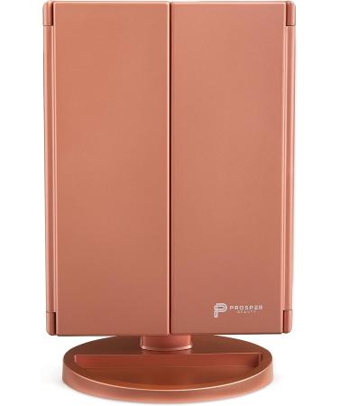 Prosper Beauty Lighted Makeup Mirror Vanity - 36 LED Lights - 1x/2x/3x Magnification - USB Charging - 180 Degree Adjustable Stand - Rose Gold - Buy Online on GoSupps.com