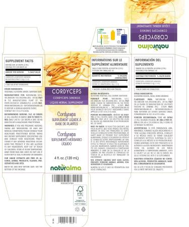 Naturalma Cordyceps Sinensis Alcohol-Free Tincture 4 fl oz | Liquid Extract Drops | Vegan Herbal Supplement from Italy | 1-Pack - Buy Online on GoSupps.com