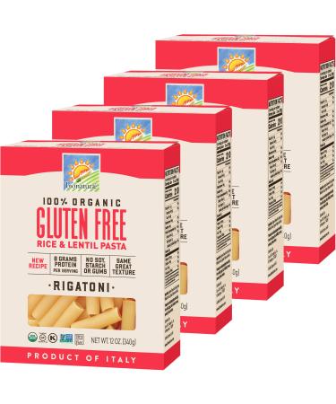 Bionaturae Rigatoni Gluten-Free Pasta | Rice and Lentil Rigatoni Pasta | Non-GMO | Lower Carb | Kosher | USDA Certified Organic | Made in Italy | 12 oz (4 Pack)