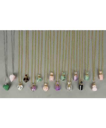 Natural Amethyst Pendant Necklace | Healing Crystal Essential Oil Diffuser for Men & Women - Gold Plated 13.5 Chain - Buy Online on GoSupps.com