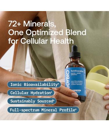 BodyBio ReMineralize - Concentrated Ionic Trace Minerals to Hydrate, Detox, and Revitalize Your Cells - Over 72 Bioavailable Trace Minerals for Rapid Absorption 4 Fl Oz - Buy Online on GoSupps.com
