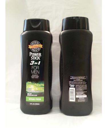 Power Stick 3 in 1 for Men Shampoo Conditioner Body Wash Spring Fresh 18 oz. 50% Bonus More (2 Pack)