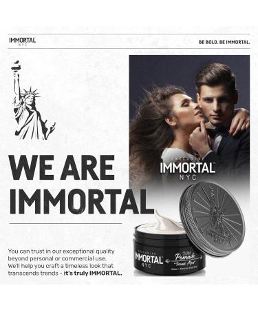 Immortal NYC Iconic Men Cream Pomade - Medium/Strong Hold Low Shine All-Natural Water-Based - No Residue Perfect for All Hair Types - Buy Online on GoSupps.com