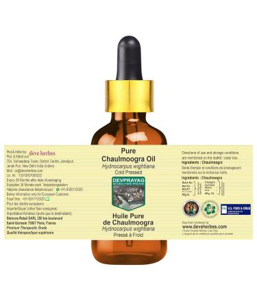 Buy Pure Chaulmoogra Oil 100ml - Cold Pressed Hydnocarpus wightiana with Glass Dropper | International Shipping Available - Buy Online on GoSupps.com