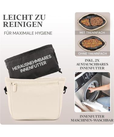 Heimatpfoten Dog Food Bag - Imitation Leather Walking Bag with Magnetic Closure - One-Handed Dog Treat Holder in Cream - International Shipping Available - Buy Online on GoSupps.com