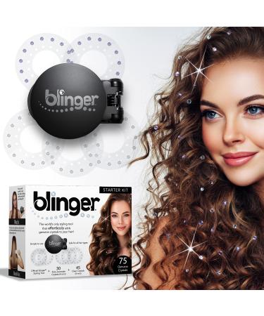 blinger Starter Kit | Women's Hair Styling Tool + 75 Precision-Cut Glass Crystals | Bling Hair in Seconds! Bedazzling Multi-Faceted Gems | Hair-Safe  Bling In Brush Out | By Blinger Kids Inventor - Buy Online on GoSupps.com