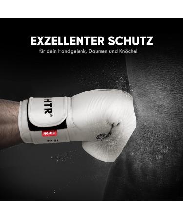 Fightr Real Leather Boxing Gloves - 10-16 oz for Men & Women | MMA Muay Thai Kickboxing & Martial Arts - Includes Carrying Bag - 12 oz Off White - Buy Online on GoSupps.com