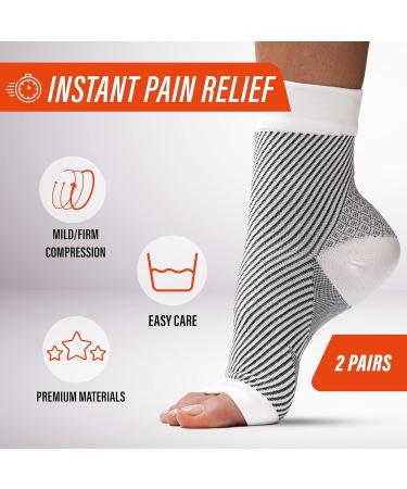 Fit Nation Plantar Fasciitis Support Socks (2 Pairs) - Ultimate Compression Sleeves for Weak Ankles, Arches, and Heels - Size L-XL White - Buy Online on GoSupps.com