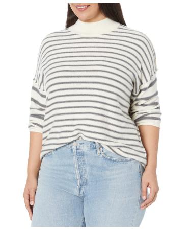 Madewell Plus Stripe Jamaica Mock Neck Antique Cream 1X
