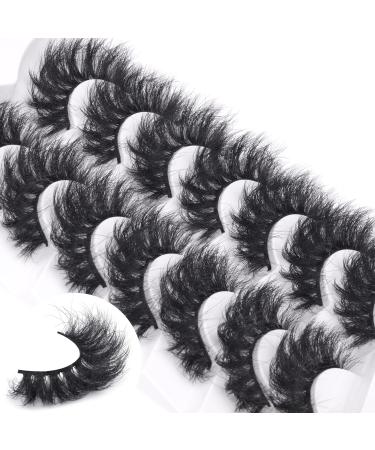 Mink Lashes Fluffy Eyelashes Mink Wispy Dramatic False Eyelashes Thick Volume 6D Effect Lashes C Curl 20MM Long Fake Eyelashes Pack by PHKERATA 7 Pairs B-20MM