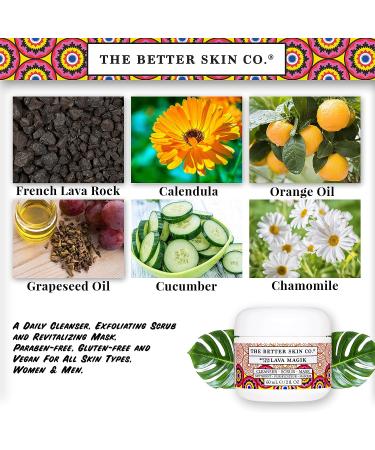 The Better Skin Co. Lava Magik Face Cleanser, Scrub & Mask | Exfoliating French Volcanic Lava | Pore Cleansing, Blackhead Reduction & Skin Tightening Cream | 4 oz - Buy Online on GoSupps.com