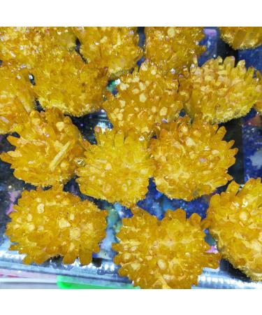 Room Decoration Natural Crystals and Stones 300-400g Yellow Electroplated Natural Crystal Cluster Specimen Raw Rock Quartz Flowers Aura Stones Gift Modern House Decor for Decoration - Buy Online on GoSupps.com