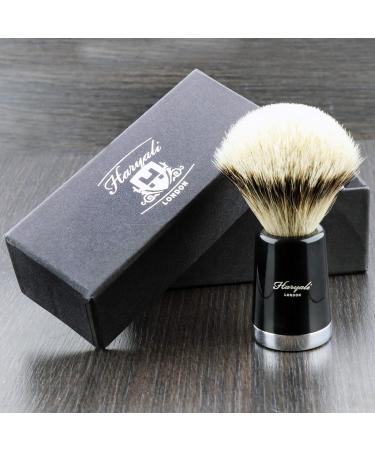 Pure Silver Tip Badger Hair Shaving Brush in Black Handle. Perfect Brush for Great Shave .for Men's