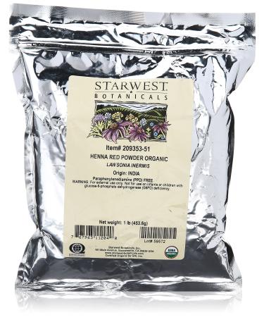 Starwest Botanicals Organic Henna Powder Red 1 lb (453.6 g)