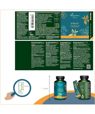 Relaxation Complex | Valerian and Lemon Balm Extracts | With GABA B Vitamins Magnesium and Zinc | No Additives | Anti Stress + Relaxation | 120 Capsules | Vegan | Vegavero  - Buy Online on GoSupps.com
