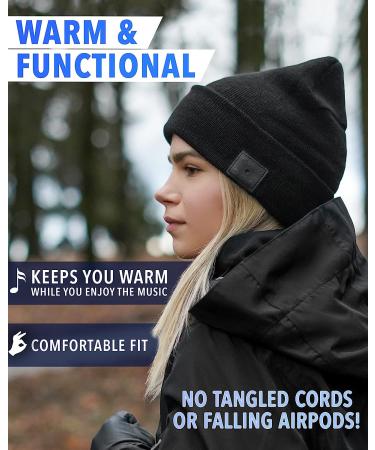 Foxelli Bluetooth Beanie - Wireless Hat with Headphones for Men & Women in Black - Buy Online on GoSupps.com